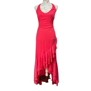 Vintage City Triangles Size Medium Pink Prom Dress Maxi Ruffle Gown Fairy Y2K